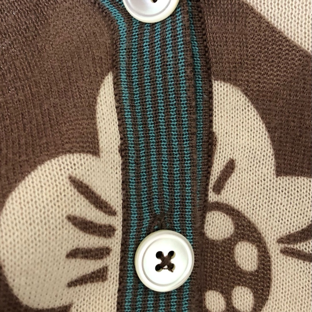 Boden Brown Floral Very Lightweight Cotton Cardigan W/Blue Accent Color - Picture 4 of 13